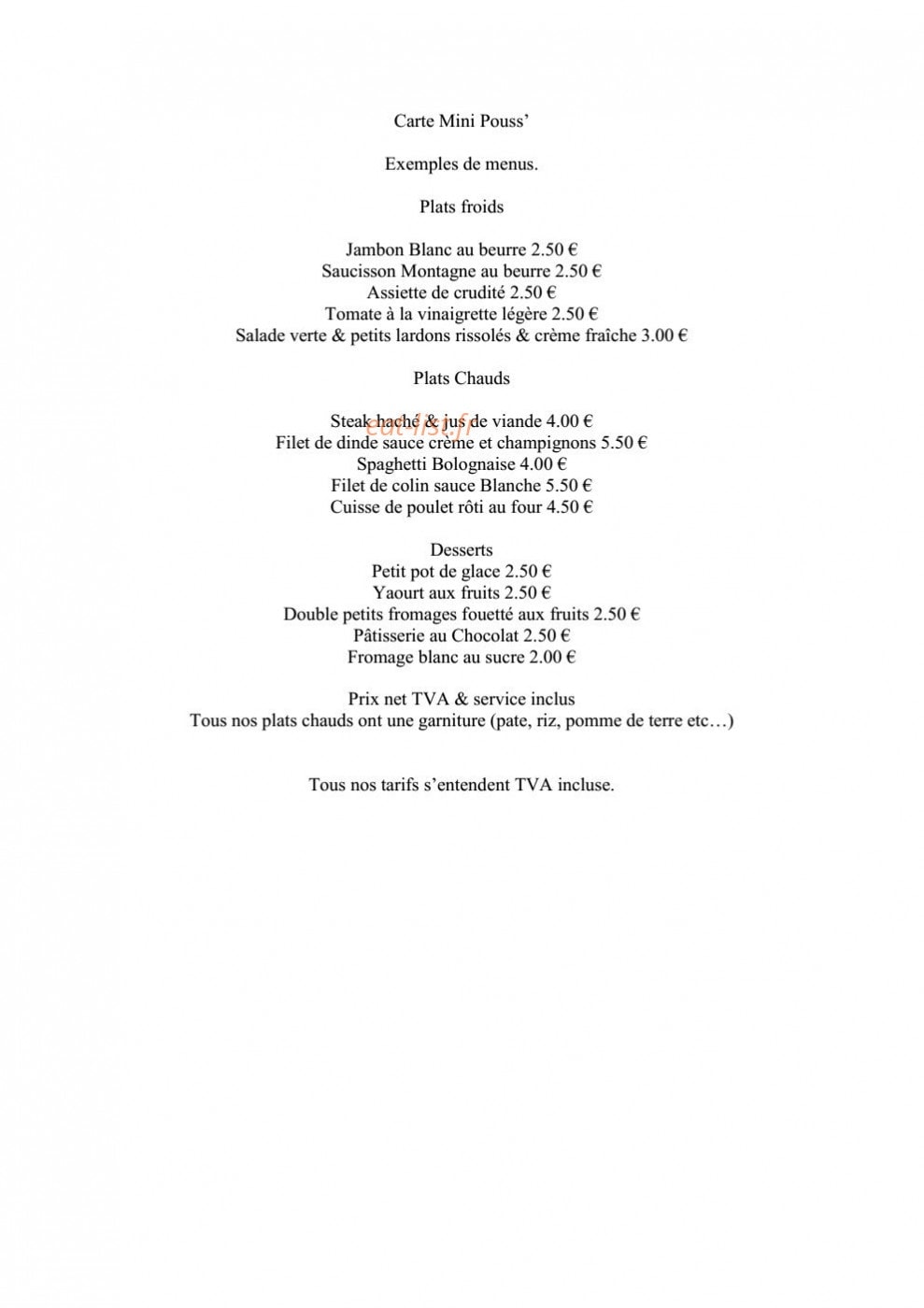 Restaurant Sabatini — carte page 3