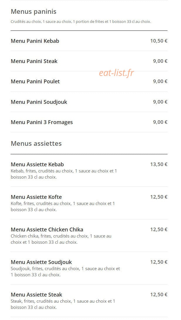 Restaurant Gizem — carte page 3