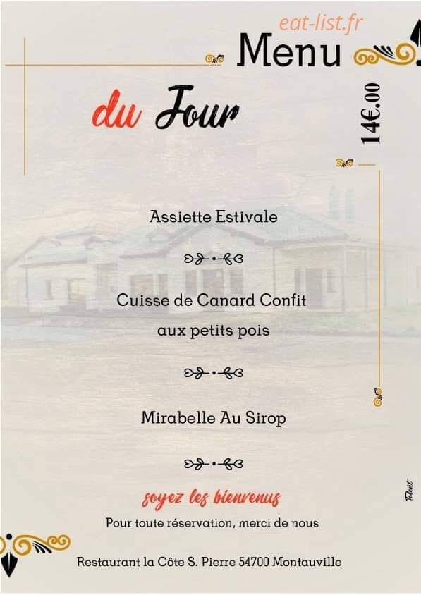 Restaurant la Côte — carte page 1
