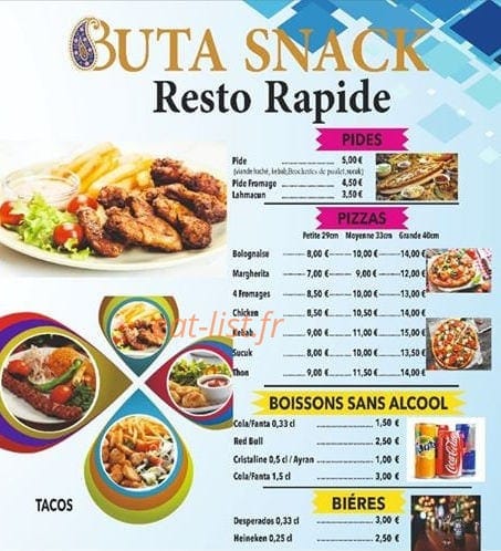 Buta Snack — carte page 1