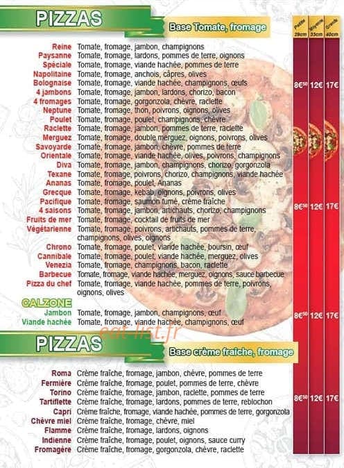 Chrono Pizza — carte page 2