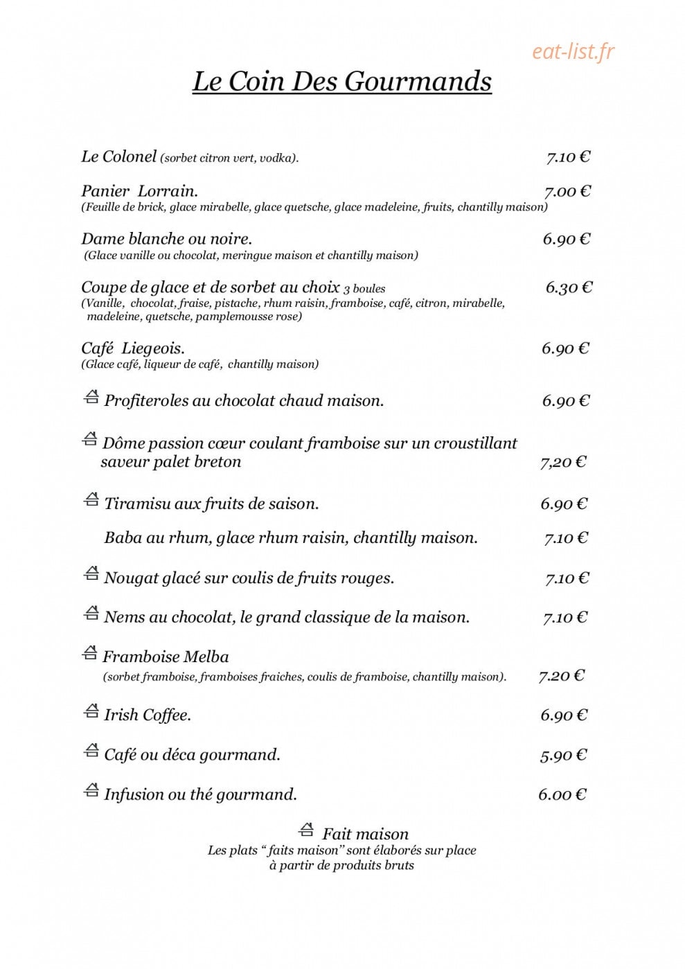 Le Petit Gourmandin — carte page 9