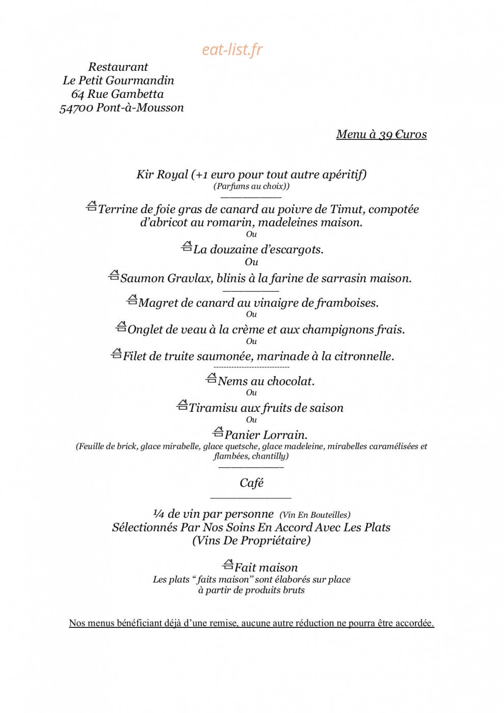 Le Petit Gourmandin — carte page 13