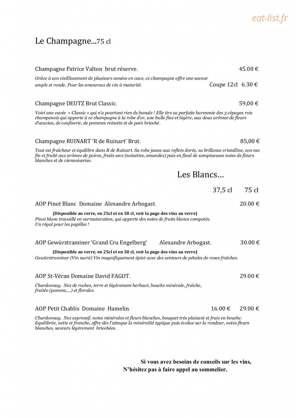Le Petit Gourmandin — carte page 1