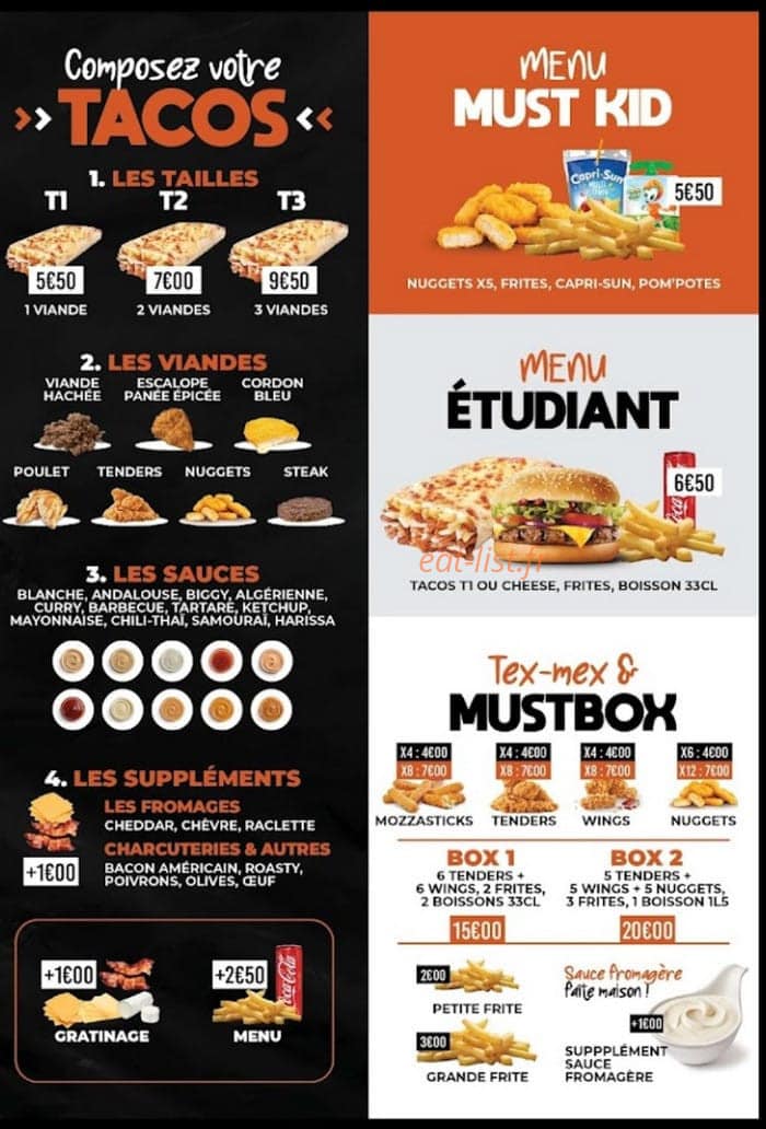 Must Food — carte page 1