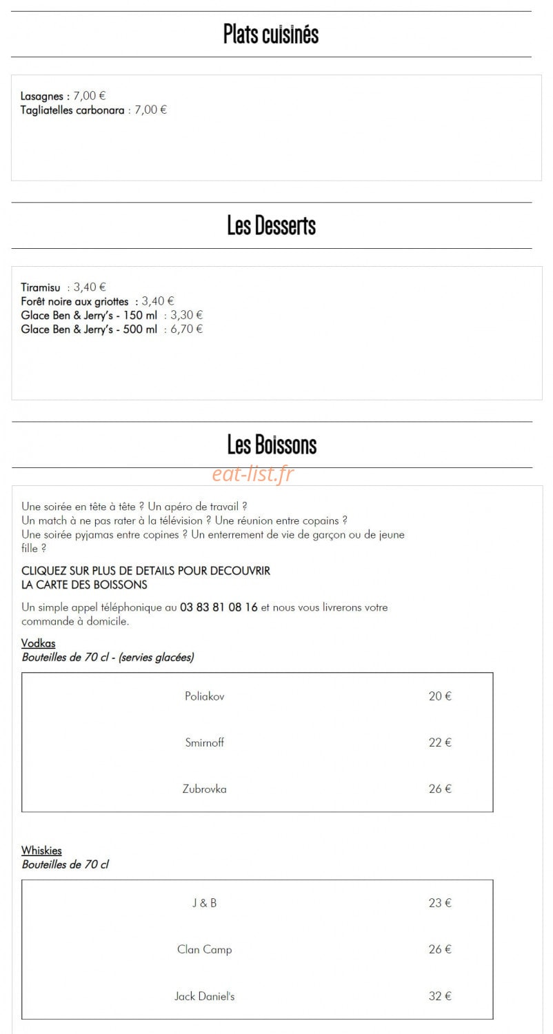 Pam Pizzas — carte page 3