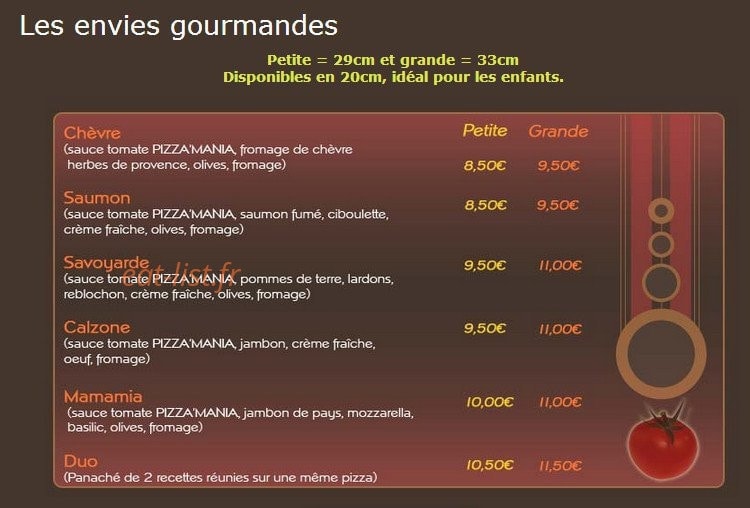 Pizzamania — carte page 4