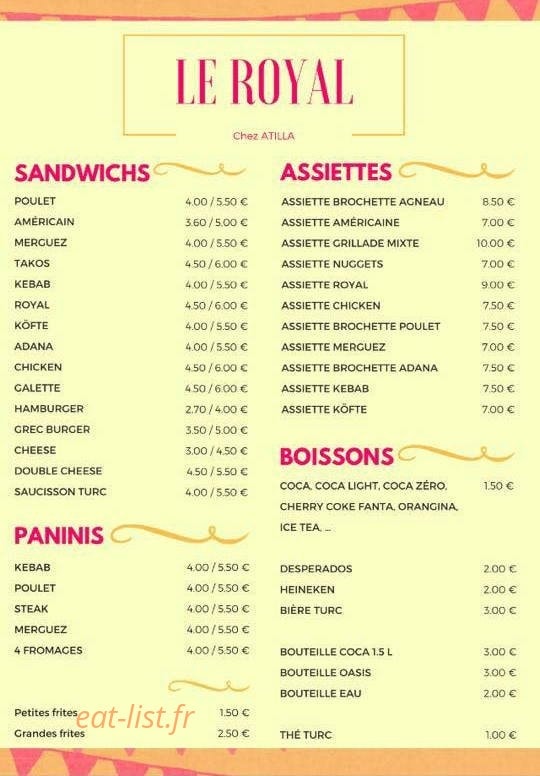 Royal Kebab — carte page 1