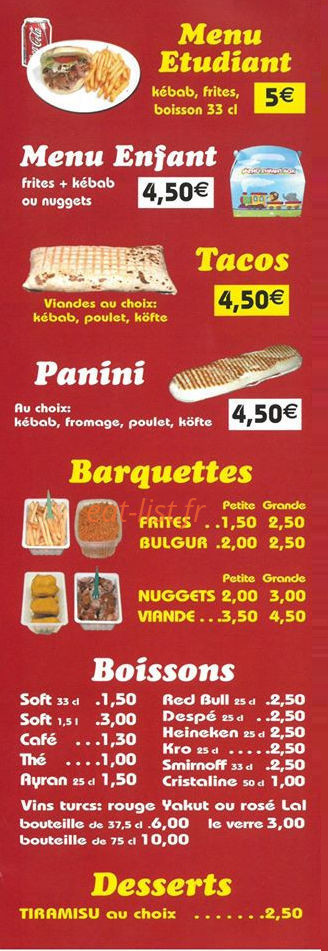 Taksim Kebab — carte page 3