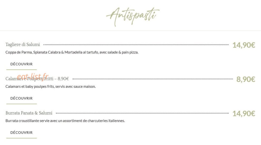 La Gloria ristorante — carte page 2