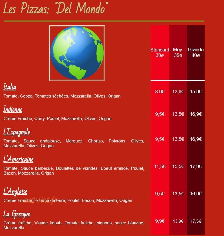 Stopizza — carte page 1