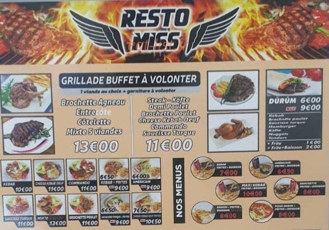 Resto Miss — carte page 1