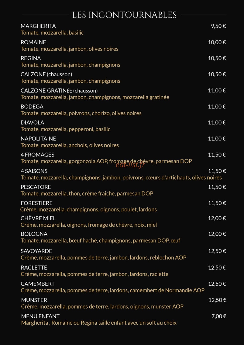 Carte et menu de Della Regina à Jarny — Les incontournables