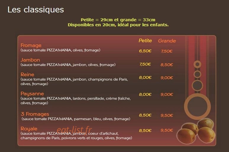 Pizzamania — carte page 2