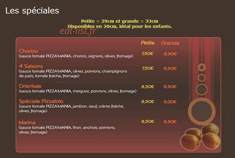 Pizzamania — carte page 3
