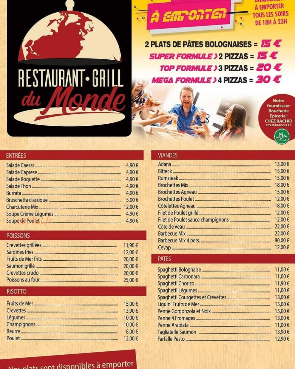 Restaurant grill du monde — carte page 1