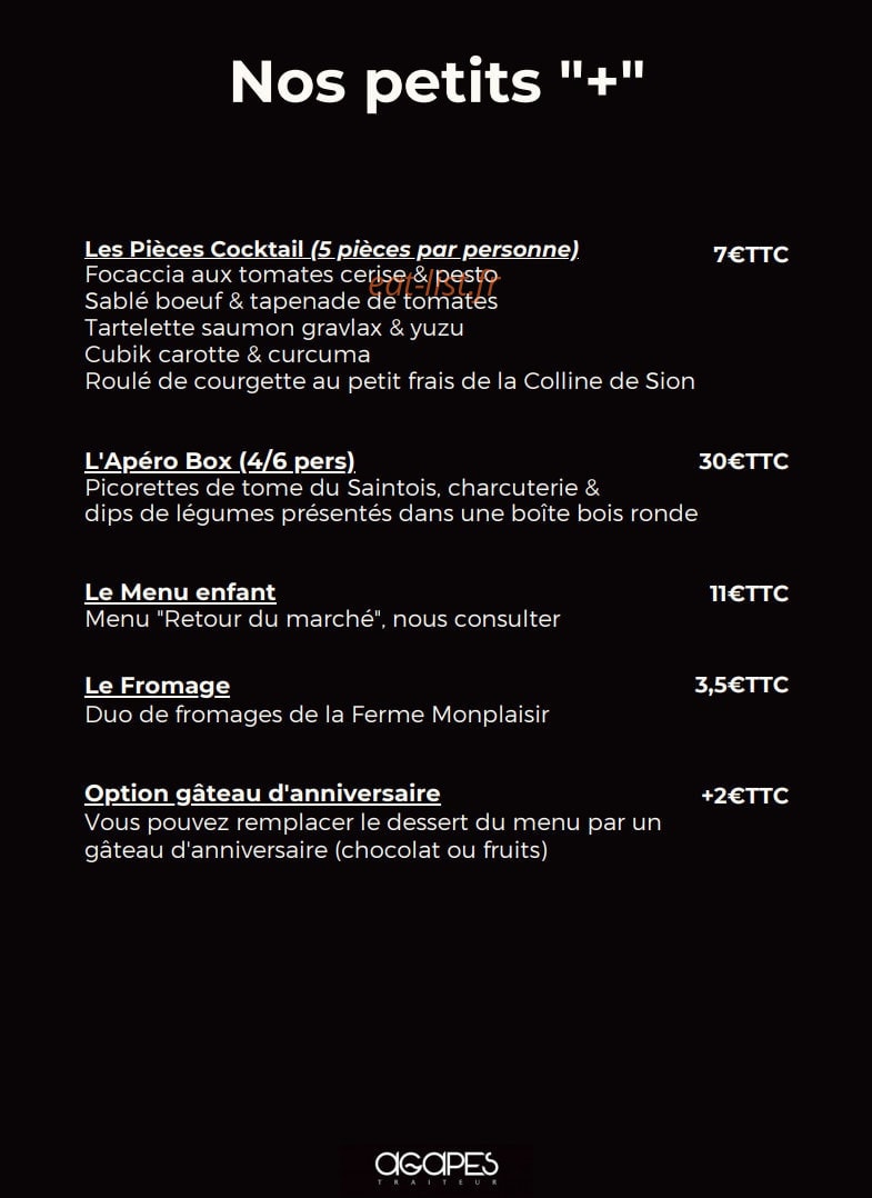 Agapes Traiteur — carte page 3