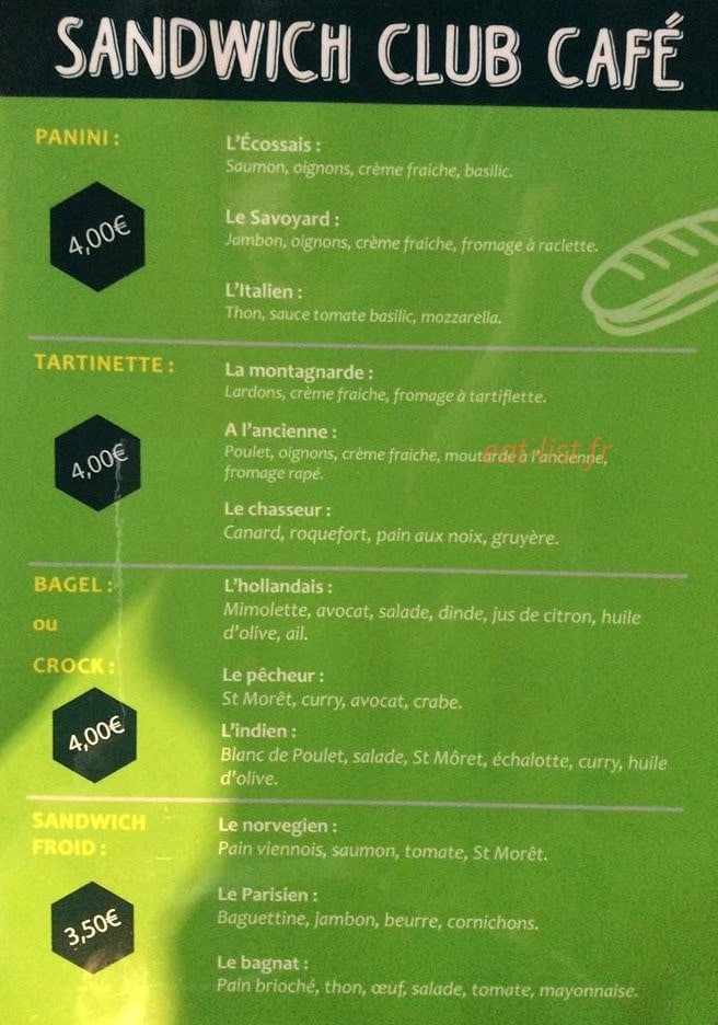 Sandwich club café — carte page 3