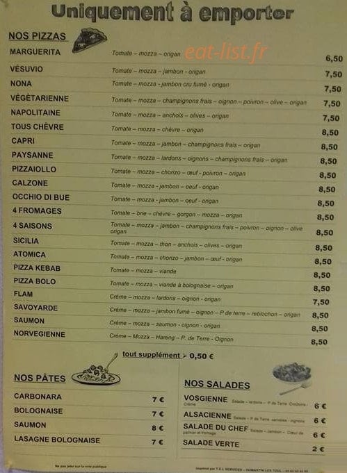 Pizzeria Larini — carte page 1