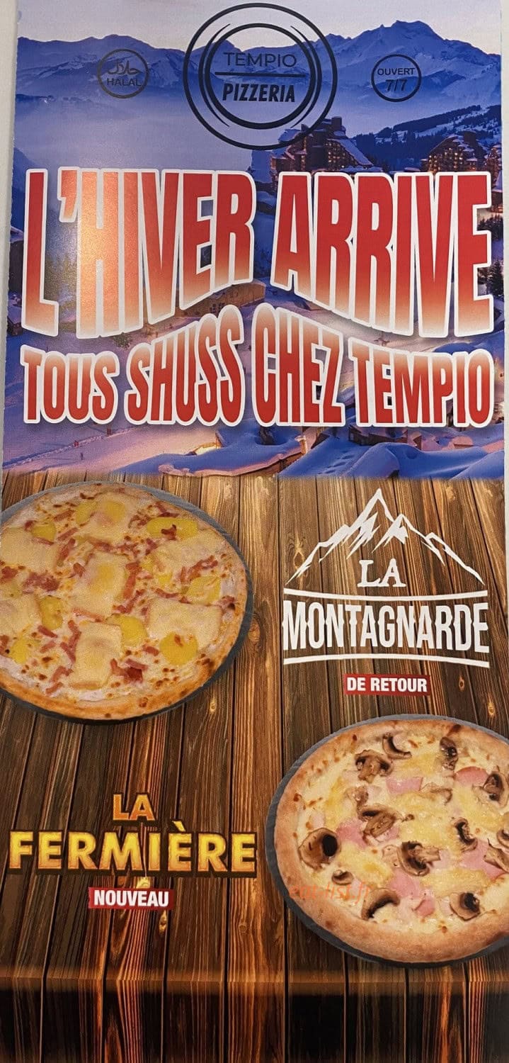 Carte et menu Pizzeria Tempio, Bayonville sur Mad