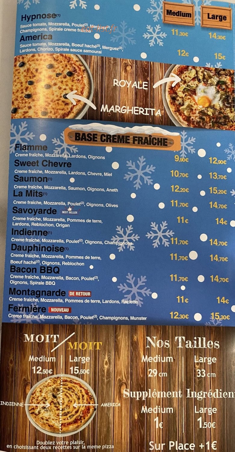 Carte et menu de Pizzeria Tempio à Bayonville sur Mad — Les pizzas crèmes