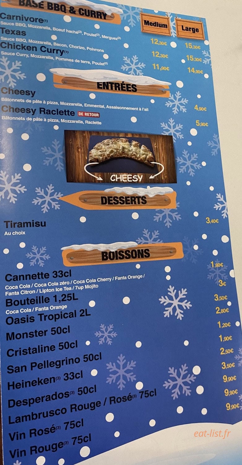 Carte et menu de Pizzeria Tempio à Bayonville sur Mad — Les entrées, boissons, ...