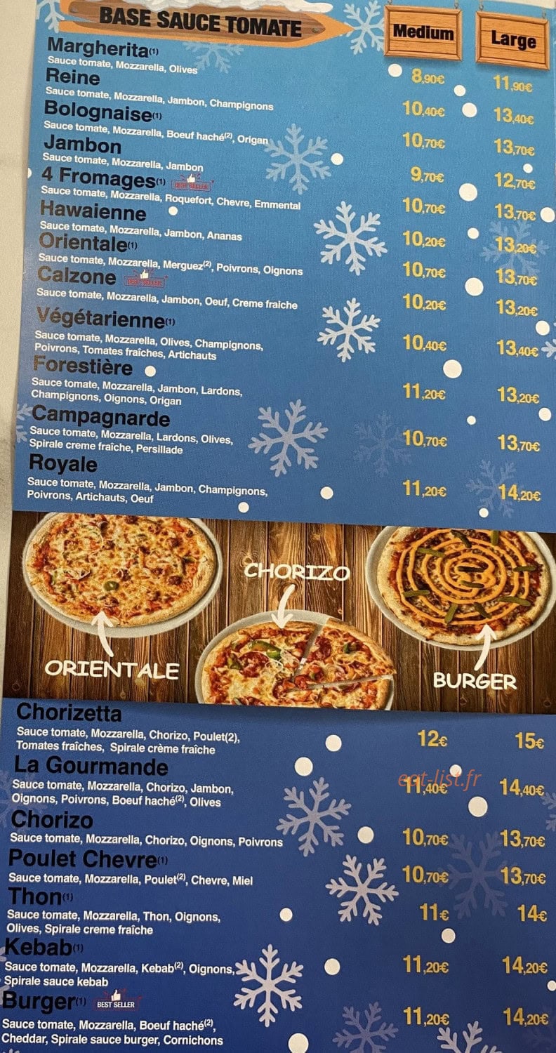 Carte et menu de Pizzeria Tempio à Bayonville sur Mad — Les pizzas tomates