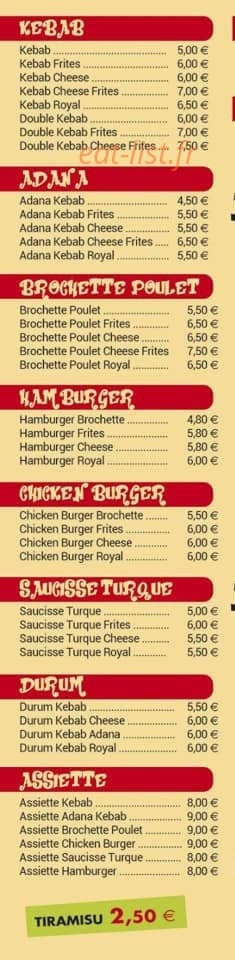 O’kebab et pizza — carte page 2