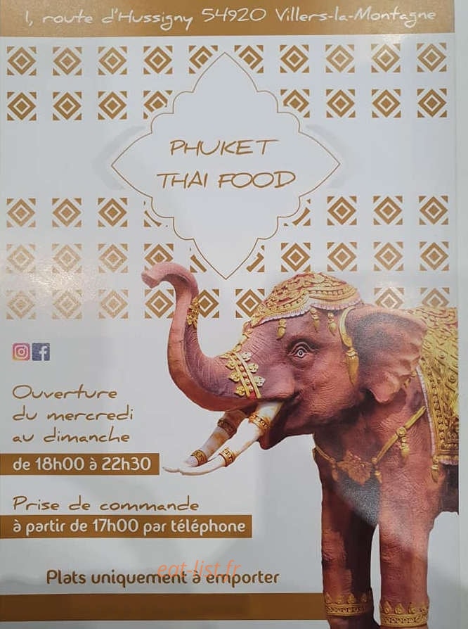 Carte et menu Phuket Thai Food
