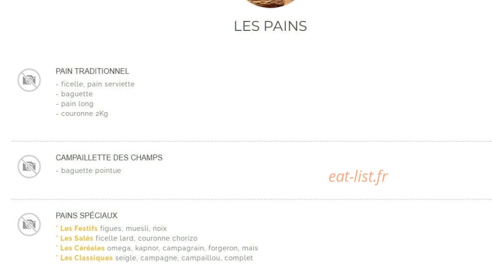 Carte et menu de Boulangerie Vouaux à Diarville — Les pains
