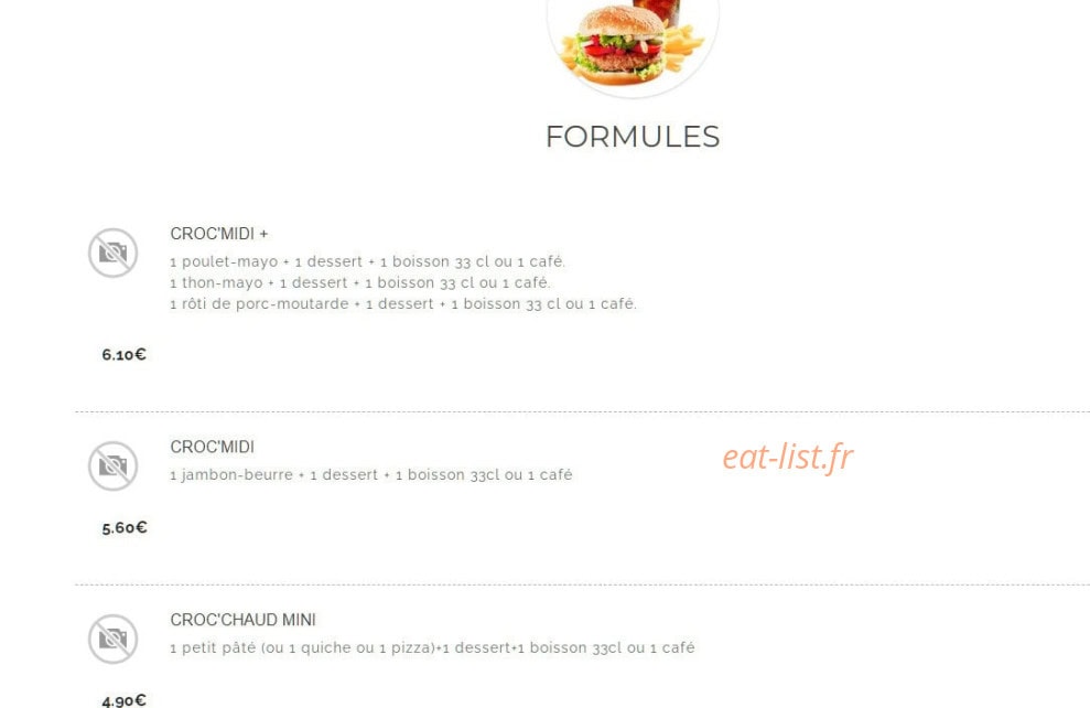 Carte et menu de Boulangerie Vouaux à Diarville — Les formules