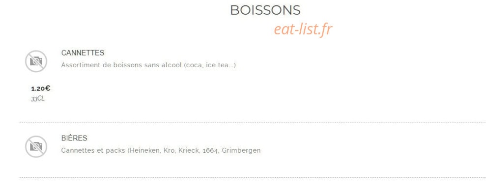 Carte et menu de Boulangerie Vouaux à Diarville — Les boissons