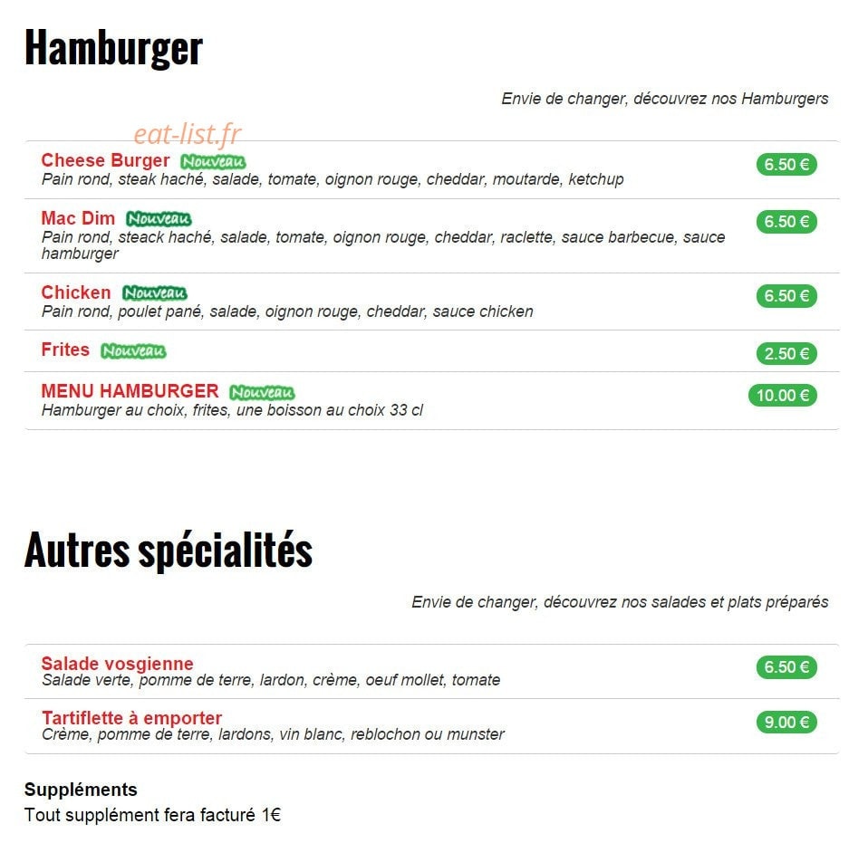 Dim Pizz' — carte page 4