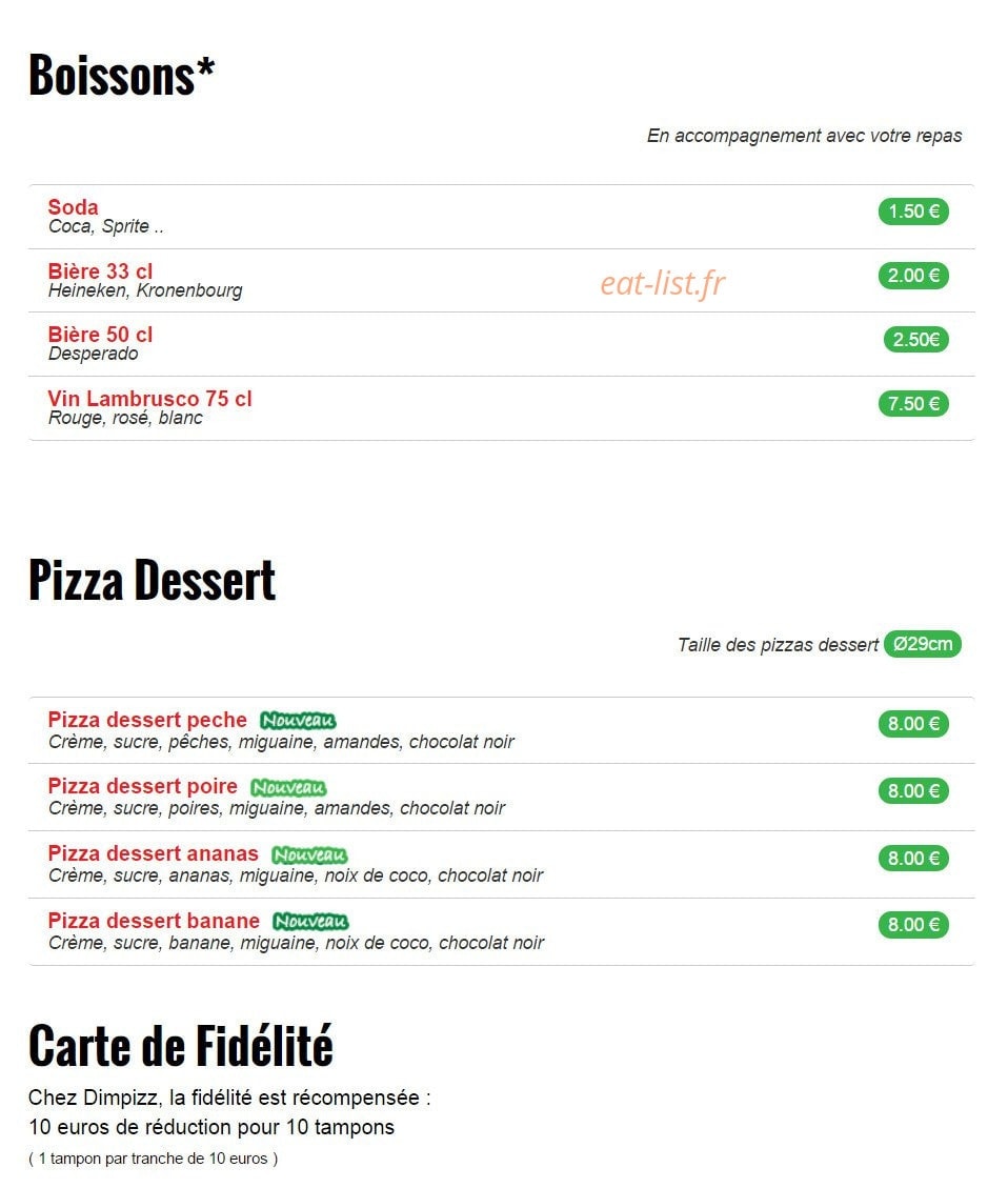 Dim Pizz' — carte page 5