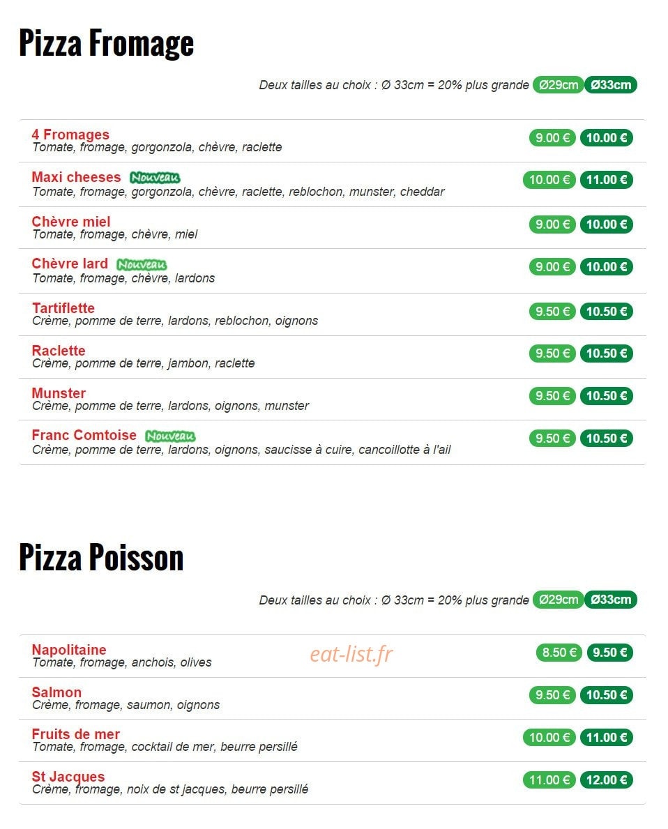 Dim Pizz' — carte page 2
