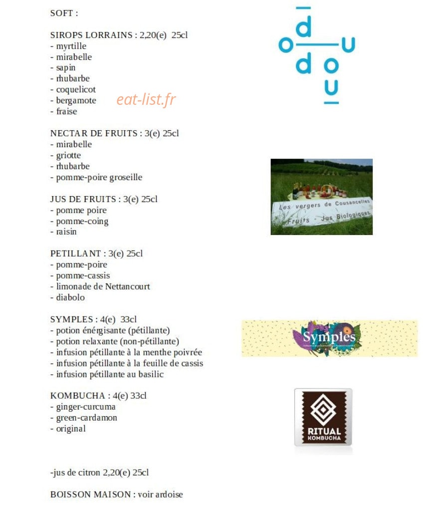 Bistro Doudou — carte page 2