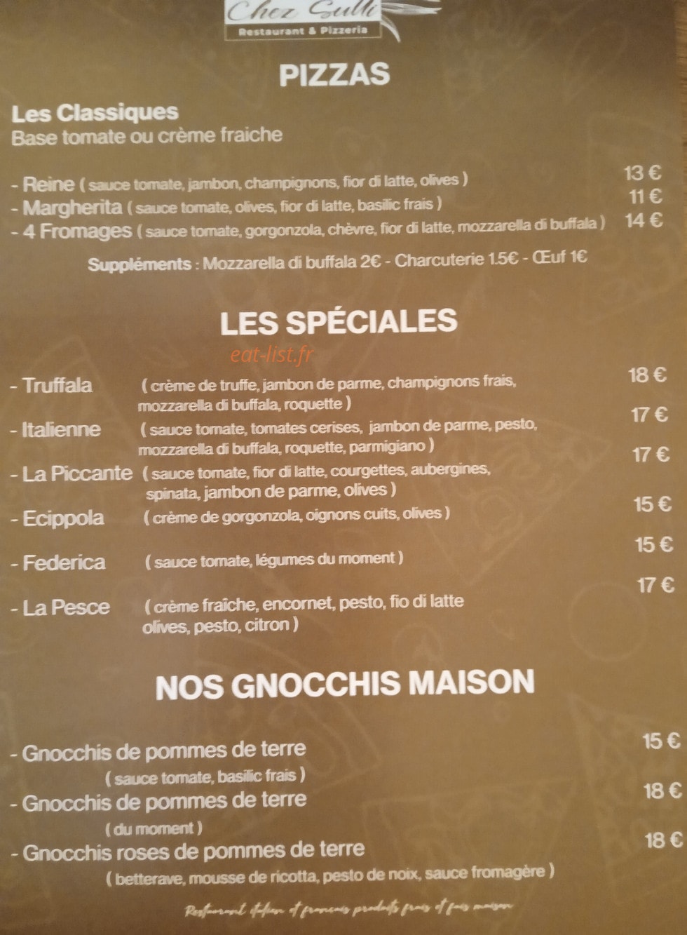 Chez Sulli — carte page 1