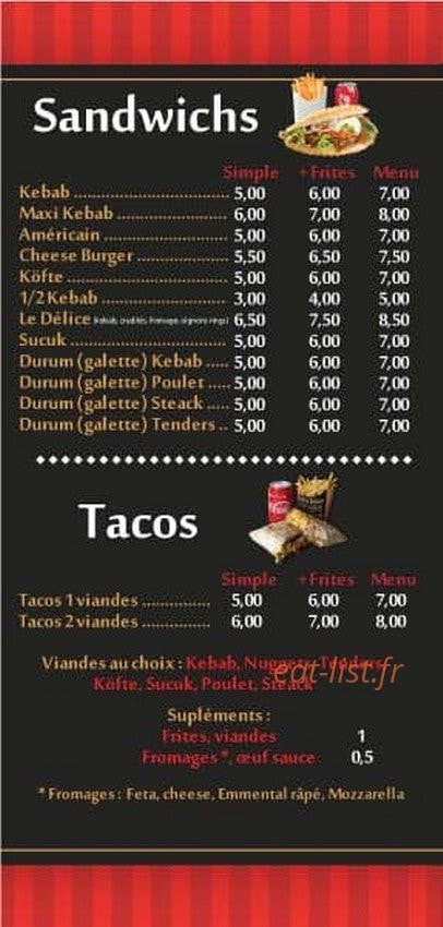 Delice Kebab — carte page 3