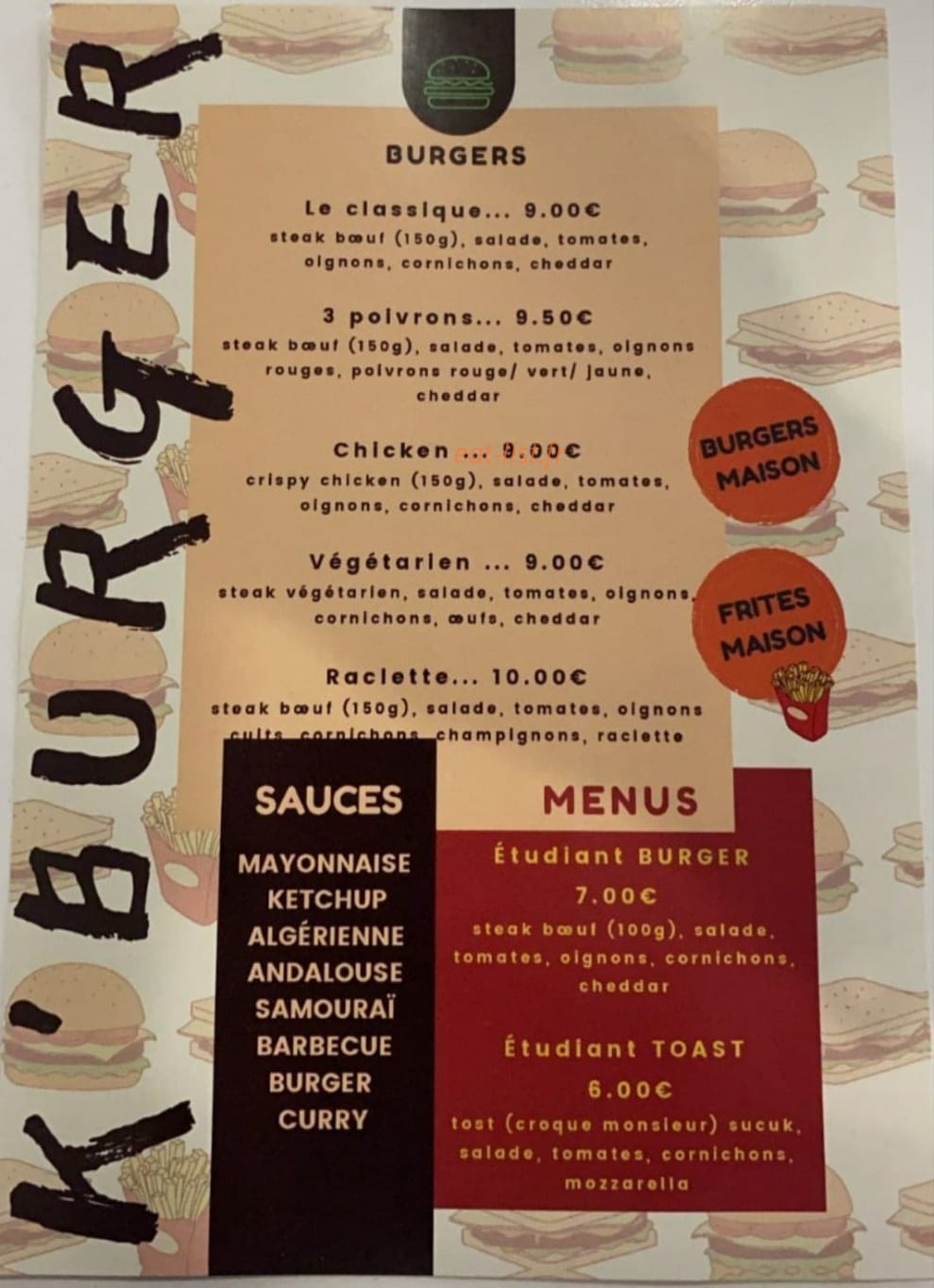 K'Burger — carte page 2