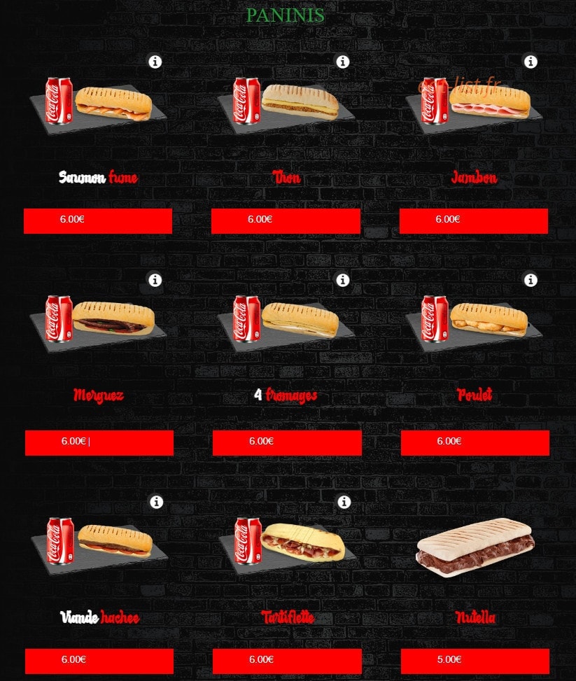 New’s pizza — carte page 10