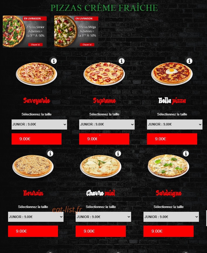 New’s pizza — carte page 2