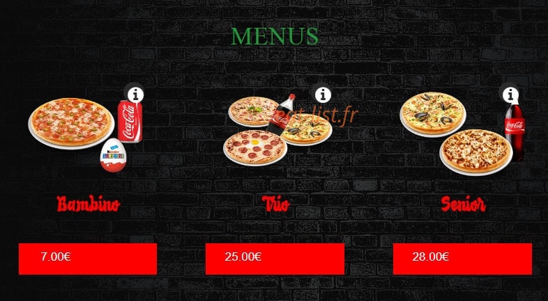 New’s pizza — carte page 1