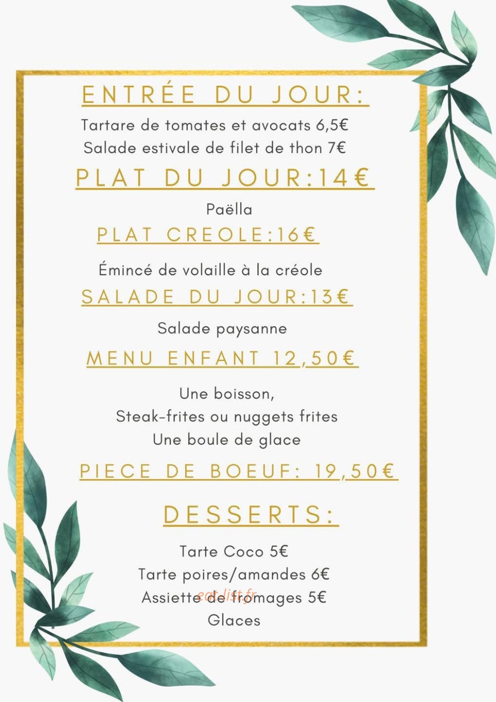 Privileg'Bar — carte page 1