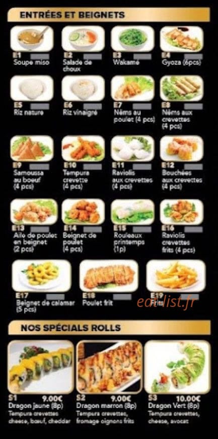 Sushi King — carte page 1