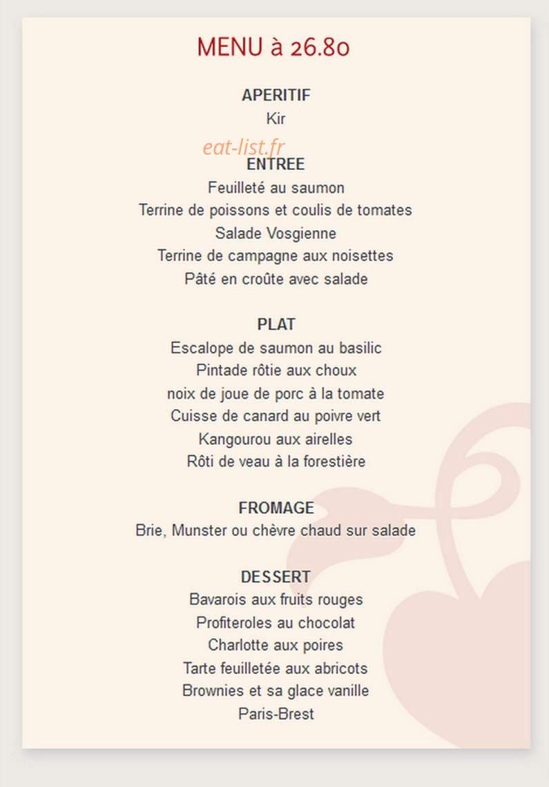 Restaurant de la Gare — carte page 1
