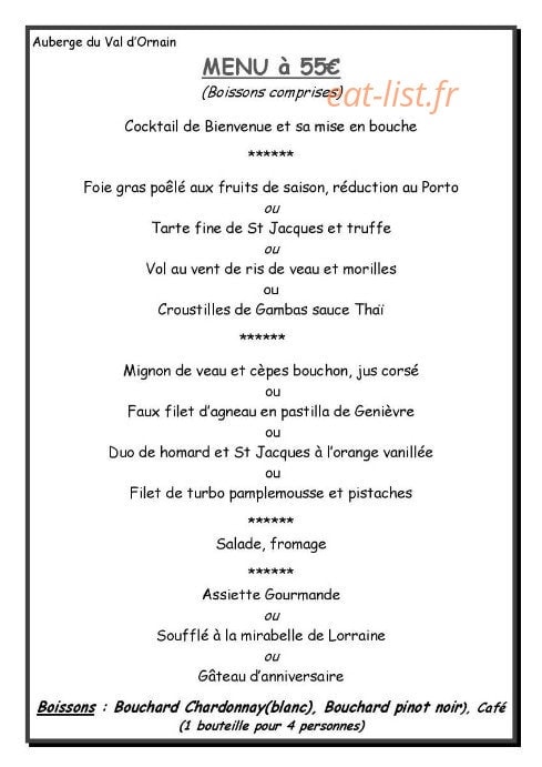 L'Auberge Du Val D'Ornain — carte page 5