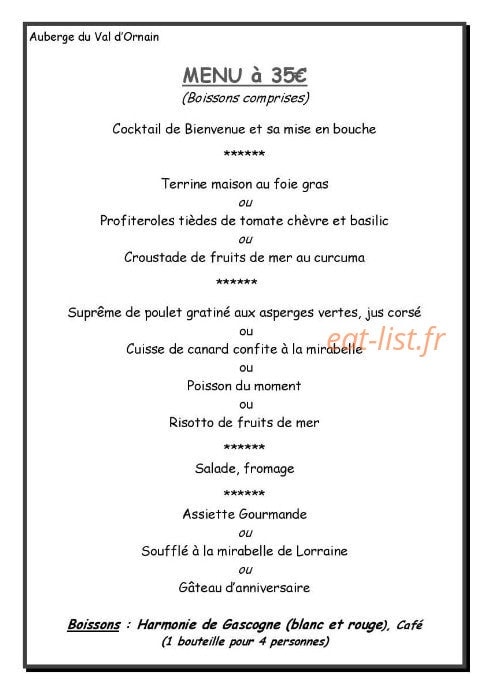 L'Auberge Du Val D'Ornain — carte page 3