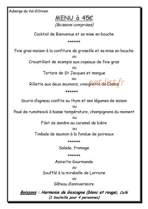 L'Auberge Du Val D'Ornain — carte page 4