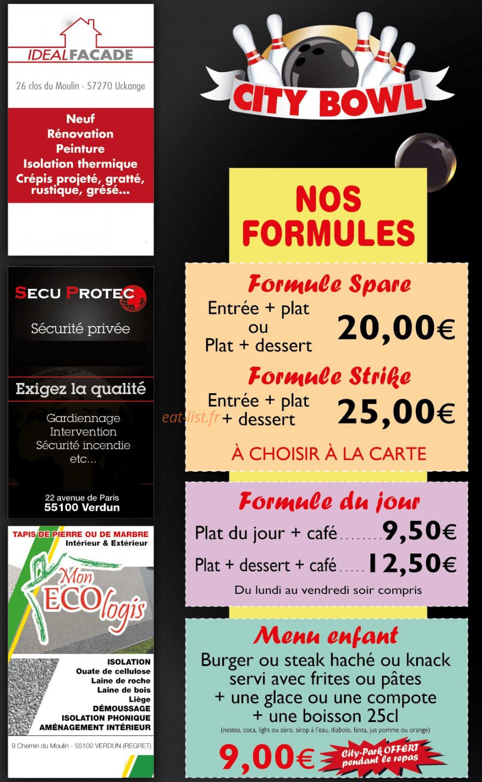 City Bowl — carte page 1