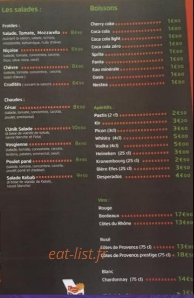 L'Unik Kebab — carte page 3